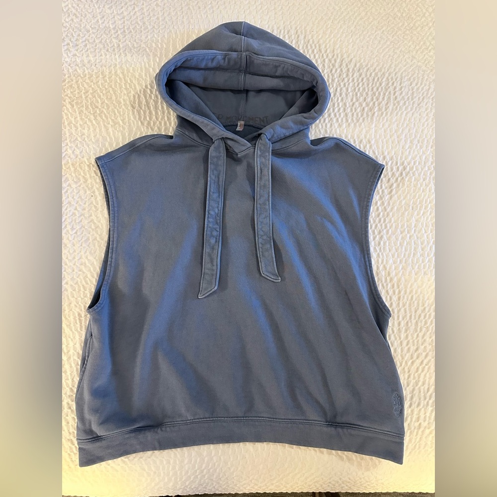 Free People Movement For The Win Blue Sleeveless Hoodie Sweatshirt M L - Picture 5 of 9